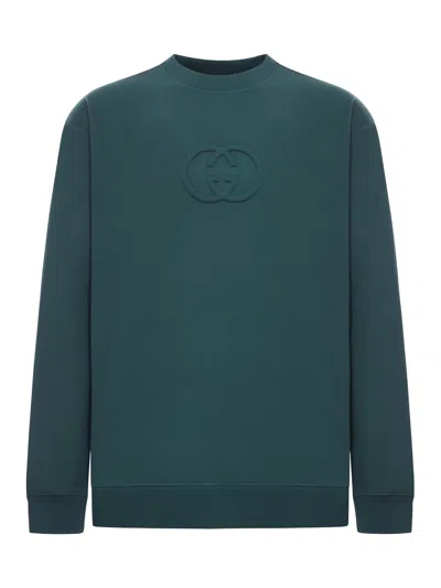 GUCCI COTTON SWEATSHIRT WITH EMBOSSED LOGO