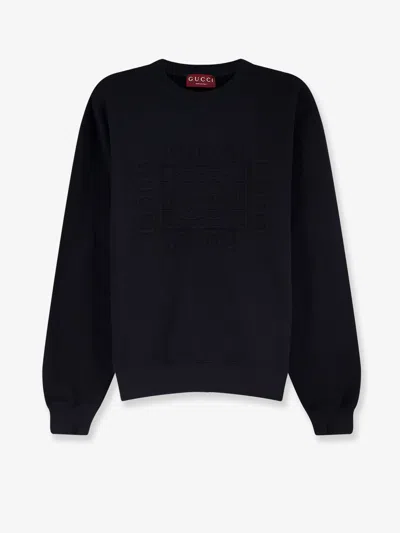 Gucci Cotton Sweatshirt With Frontal Embossed Logo In Black