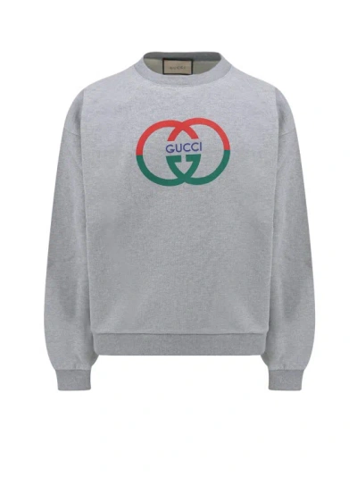 Gucci Cotton Sweatshirt With Frontal Logo In Grey