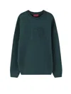 Gucci Long Sleeve Crewneck Sweatshirt With Ribbed Cuffs And Hem In Green