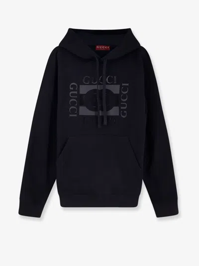 Gucci Cotton Sweatshirt With Gg Incrocio Print In Black
