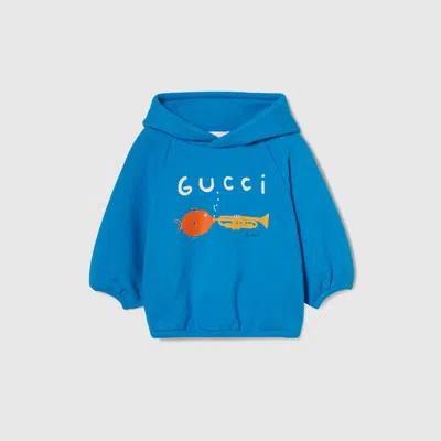 Gucci Babies' Cotton Sweatshirt With Print In Blue