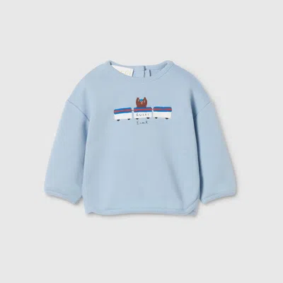 Gucci Babies' Cotton Sweatshirt With Print In Blue