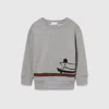 Gucci Cotton Sweatshirt With Print In Gray