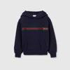 Gucci Cotton Sweatshirt With Web In Blue