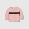 Gucci Cotton Sweatshirt With Web In Pink
