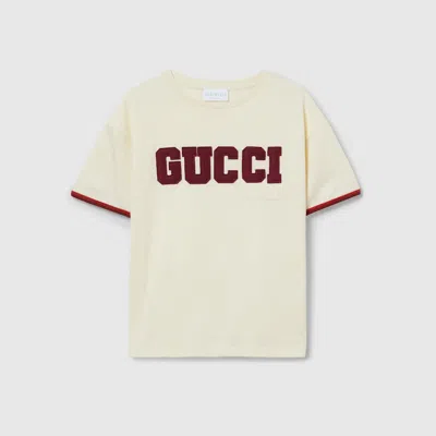 Gucci Kids' Cotton T-shirt With Patch In Neutral