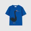 Gucci Cotton T-shirt With Print In Blue