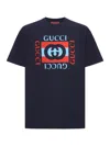 Gucci Men Printed Cotton Jersey T-shirt In Blue