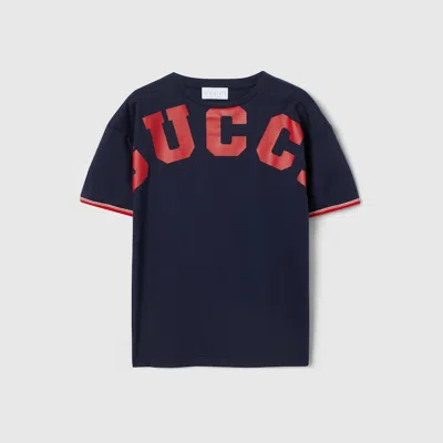 Gucci Kids' Cotton T-shirt With Print In Blue