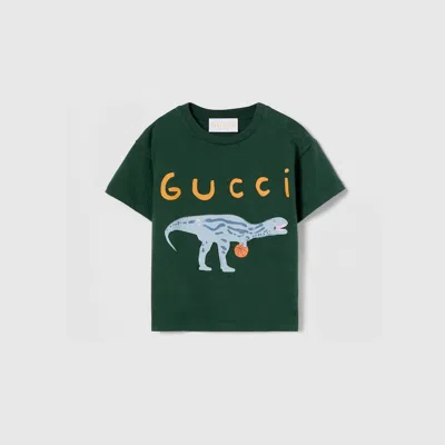 Gucci Babies' Cotton T-shirt With Print In Green