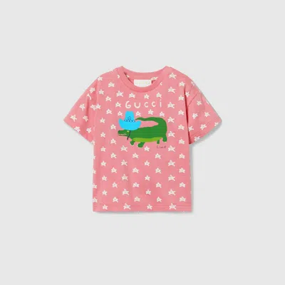 Gucci Babies' Cotton T-shirt With Print In Pink