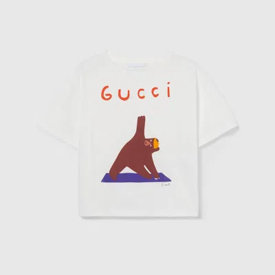 Gucci Kids' X Euan Roberts Printed Cotton Jersey T-shirt In White