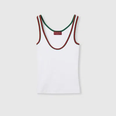 GUCCI GUCCI COTTON TANK TOP WITH WEB