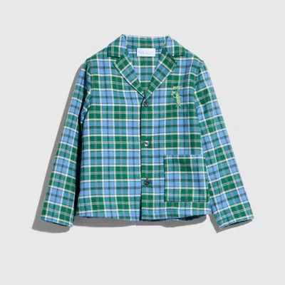 Gucci Kids' Cotton Tartan Shirt In Blue