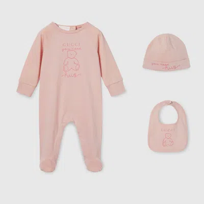 Gucci Babies' Cotton Three-piece Gift Set In Pink