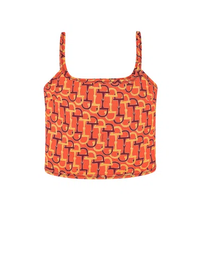 Gucci Cotton Top With Iconic Horsebit Motif In Orange