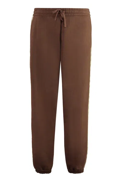 Gucci Cotton Track-pants In Brown