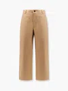 Gucci Straight Leg Cotton Pants With Button Closure In Brown