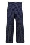 Gucci Cotton Jacquard Pant With Gg Shadow In Blue