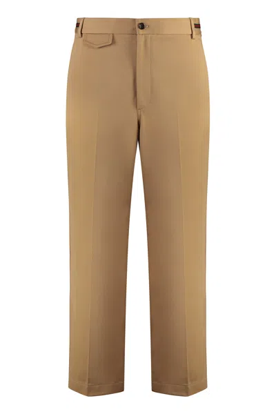 Gucci Cotton Trousers In Brown