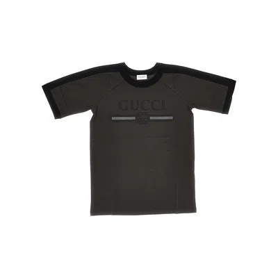 Gucci Kids' Cotton T-shirt With Logo Print In Black