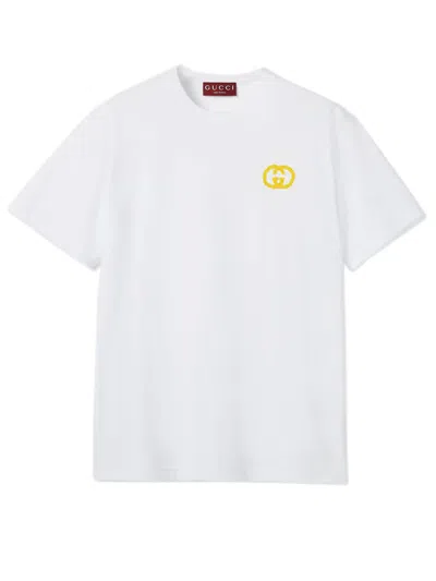 Gucci Cotton T-shirt With Overlay And Short Sleeves - Size S In White