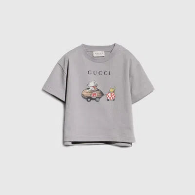 Gucci Babies' Cotton T-shirt With Print In Gray