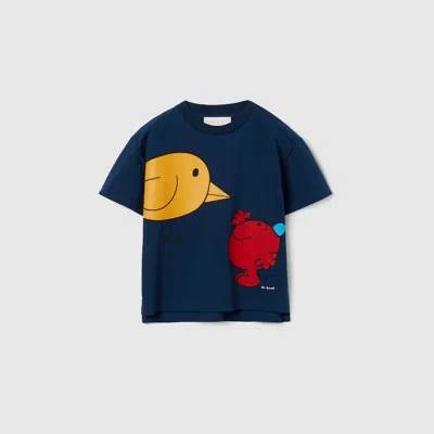 Gucci Babies' Cotton T-shirt With Print In Blue