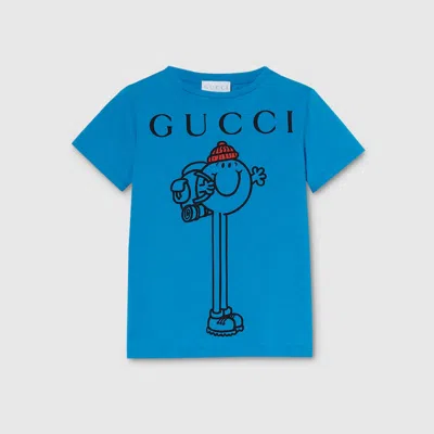 Gucci Kids' Cotton T-shirt With Print In Blue