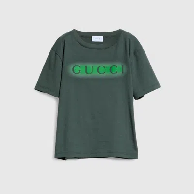 Gucci Kids' Cotton T-shirt With Print In Green