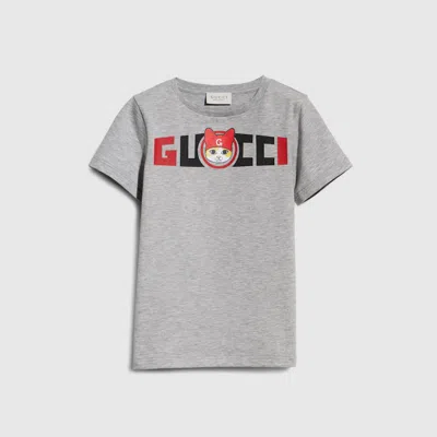 Gucci Kids' Cotton T-shirt With Print In Gray