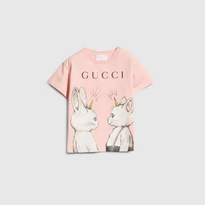 Gucci Babies' Cotton T-shirt With Print In Pink