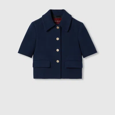 Gucci Cotton-blend Tweed Jacket In Blue