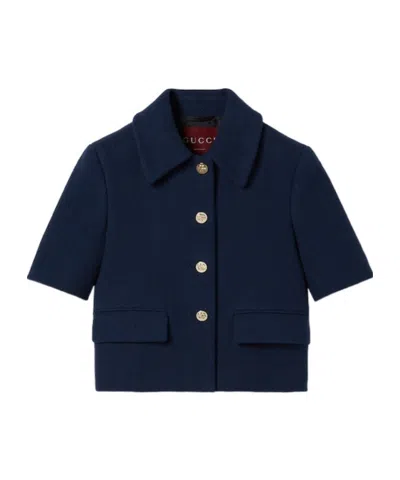 Gucci Cotton-blend Tweed Jacket In Blue