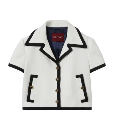 Gucci Cotton Blend Tweed Jacket In Off White,black