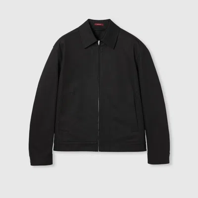 Gucci Cotton Twill Jacket With Web Detail In Black