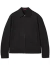 Gucci Men Black Jacket With Classic Collar And Web Motif On The Waist In Cotton Man In Black