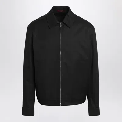 Gucci Cotton Twill Jacket With Web Detail In Black