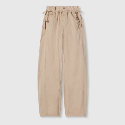 Gucci Cotton Twill Pants With Tie Sides In Neutral