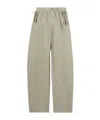 Gucci Cotton Twill Pants With Tie Sides In Gray-green