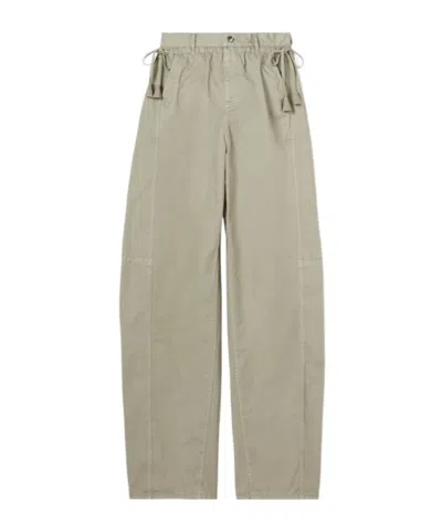 Gucci Cotton Twill Pants With Tie Sides In Gray-green