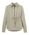 Gucci Cotton Twill Shirt With Tie Waist In Gray-green