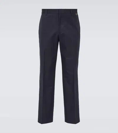 Gucci Cotton Twill Straight Pants In Blue