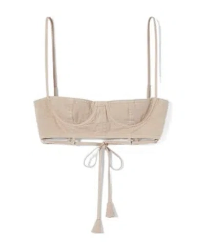 Gucci Cotton Twill Top With Tie Front In Neutral