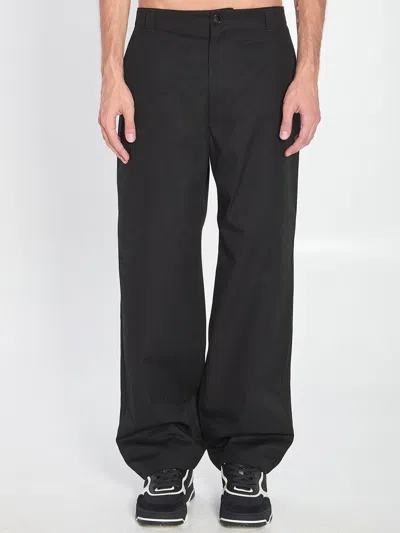 Gucci Cotton Twill Trousers In Black