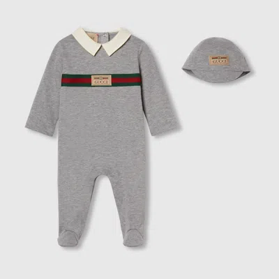 Gucci Babies' Cotton Two-piece Gift Set In Grey