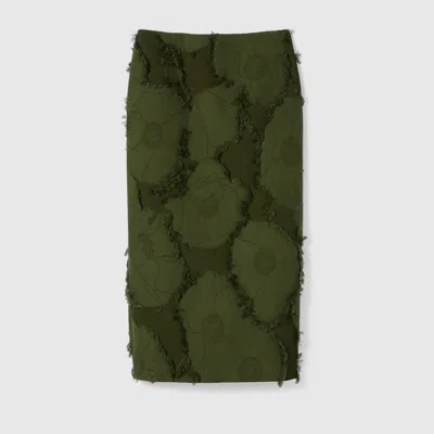 Gucci Cotton Wool Blend Mid-length Skirt In Green