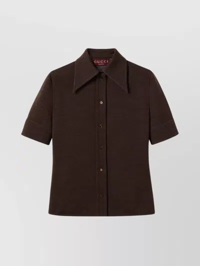 GUCCI COTTON WOOL JERSEY SHORT SLEEVE SHIRT