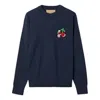 Gucci Cotton Wool Sweater With Patch 'dark Blue'